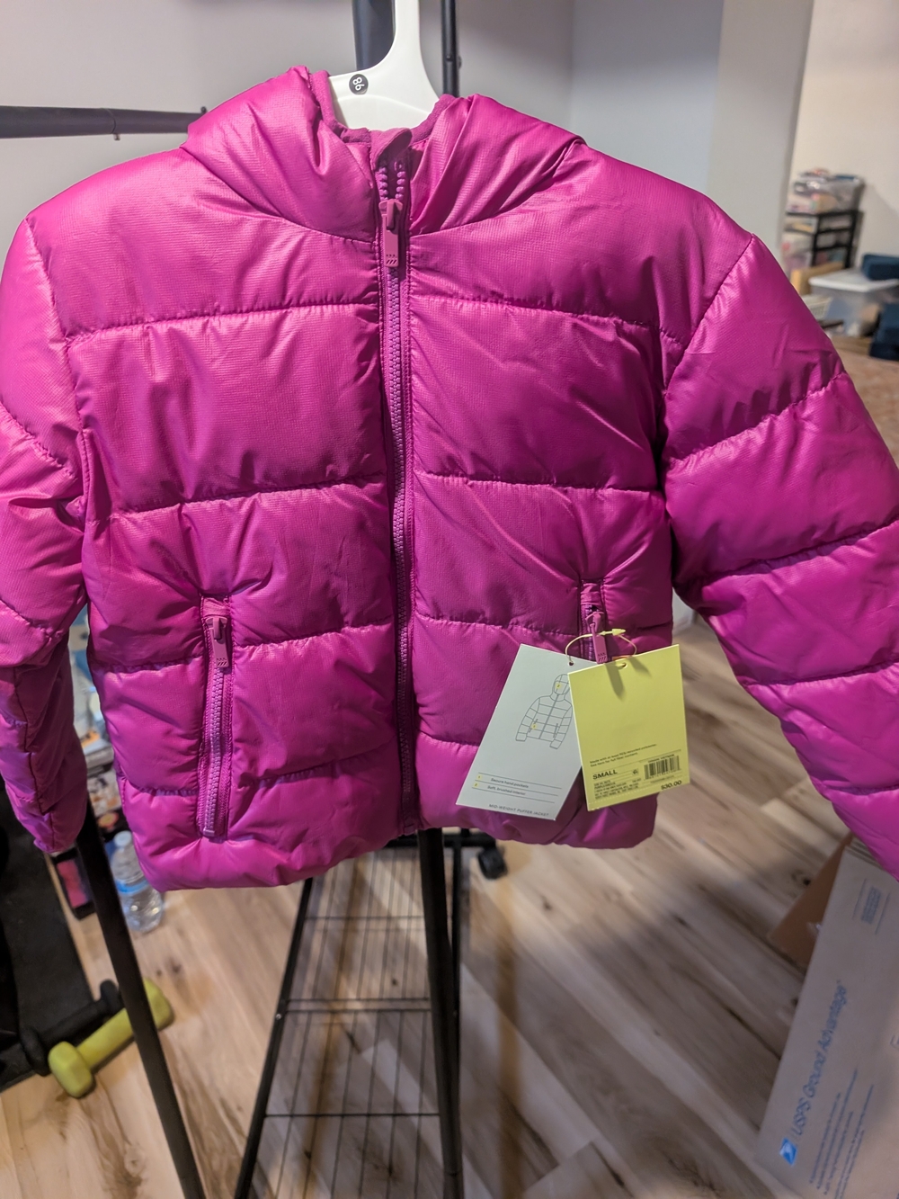 Kids Puffer Jacket - Magenta Hooded Coat